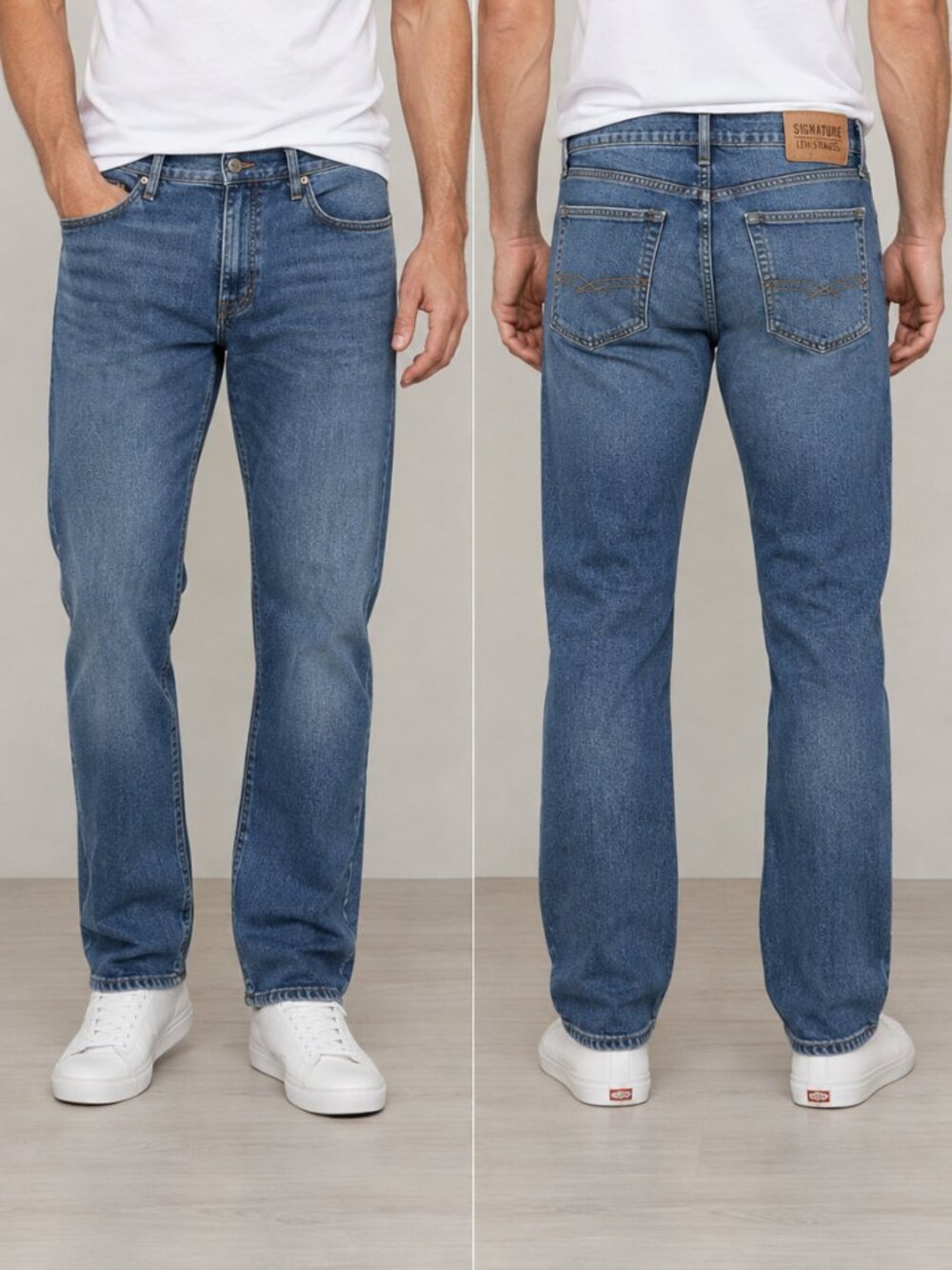 Signature by Levi Strauss Men's Straight Leg Jeans W36 L30 Blue Denim Classic